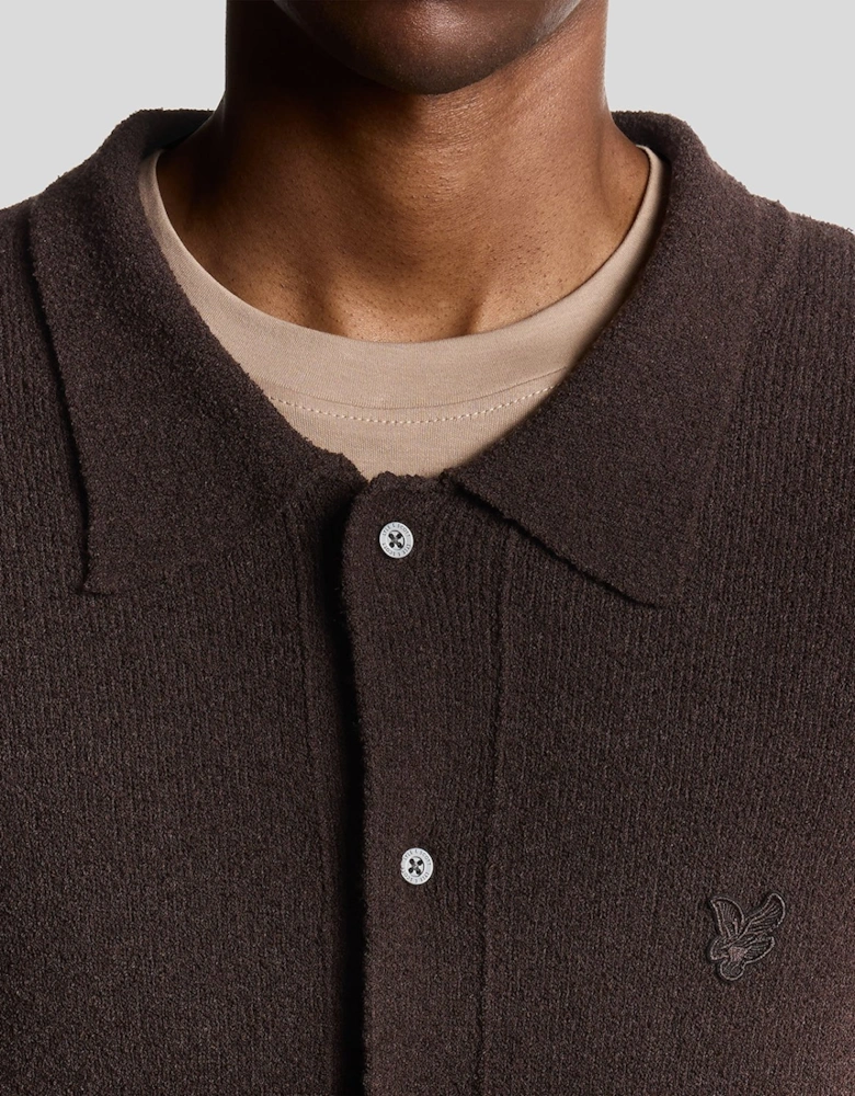 Textured Knit Collared Cardigan