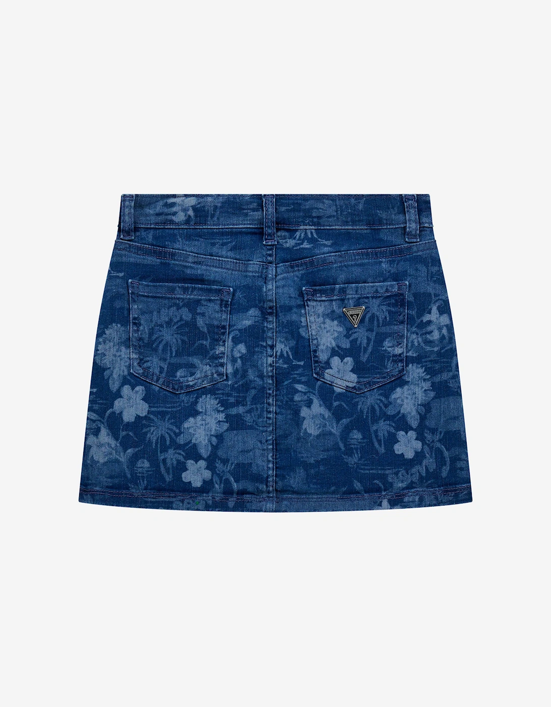 Girls Tropical Jungle Denim Skirt in Blue