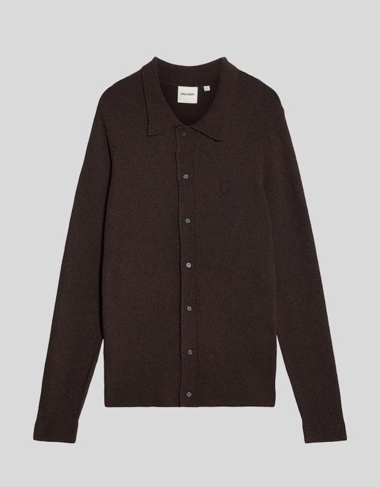 Textured Knit Collared Cardigan