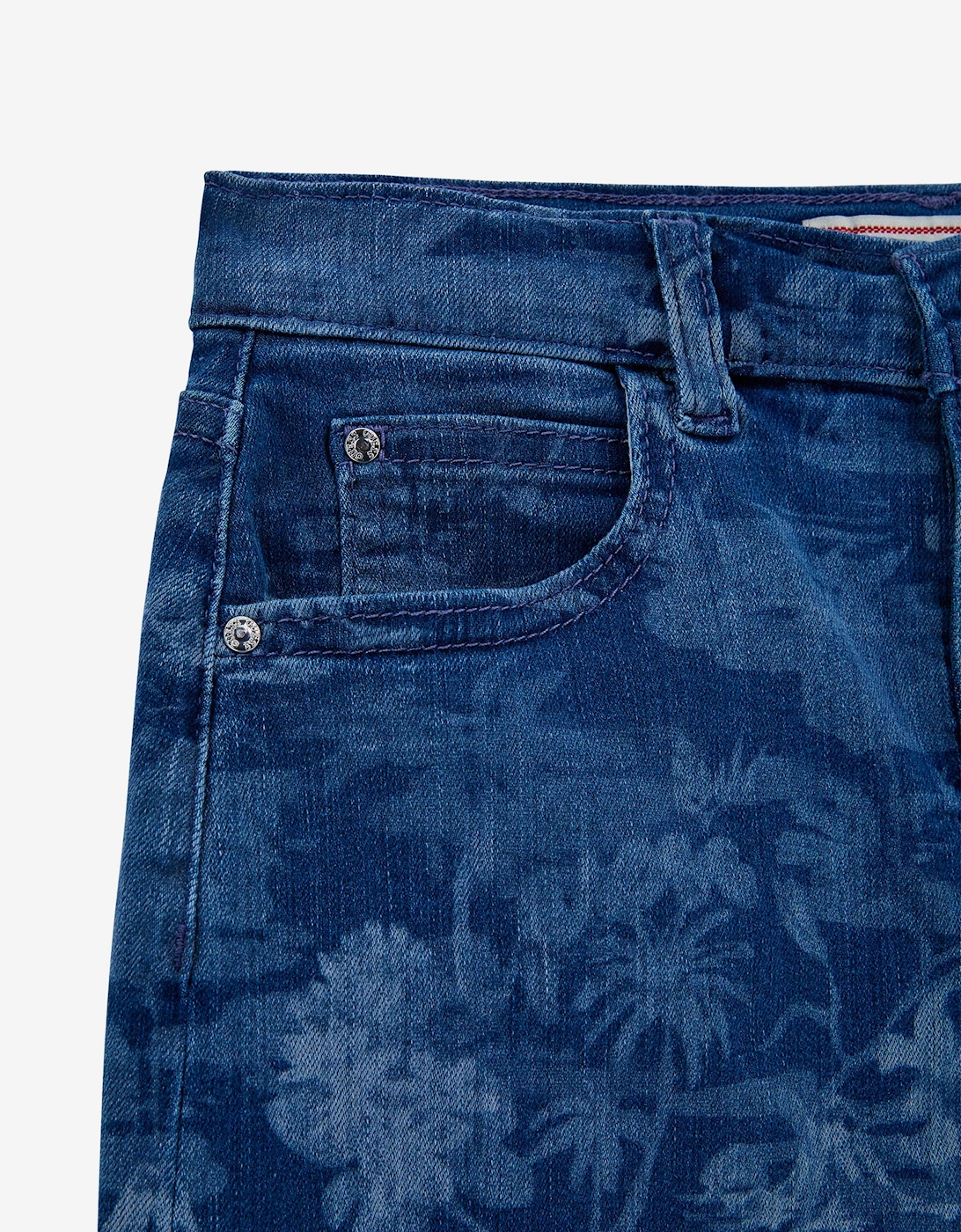 Girls Tropical Jungle Denim Skirt in Blue
