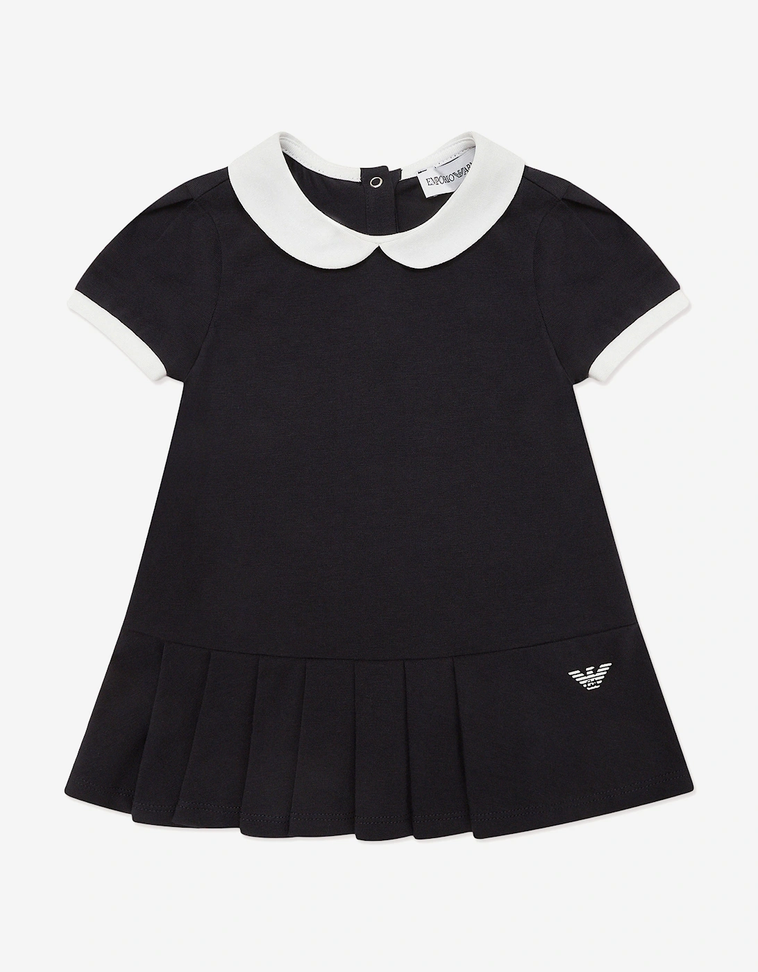 Baby Girls Jersey Pleasted Dress in Navy, 5 of 4