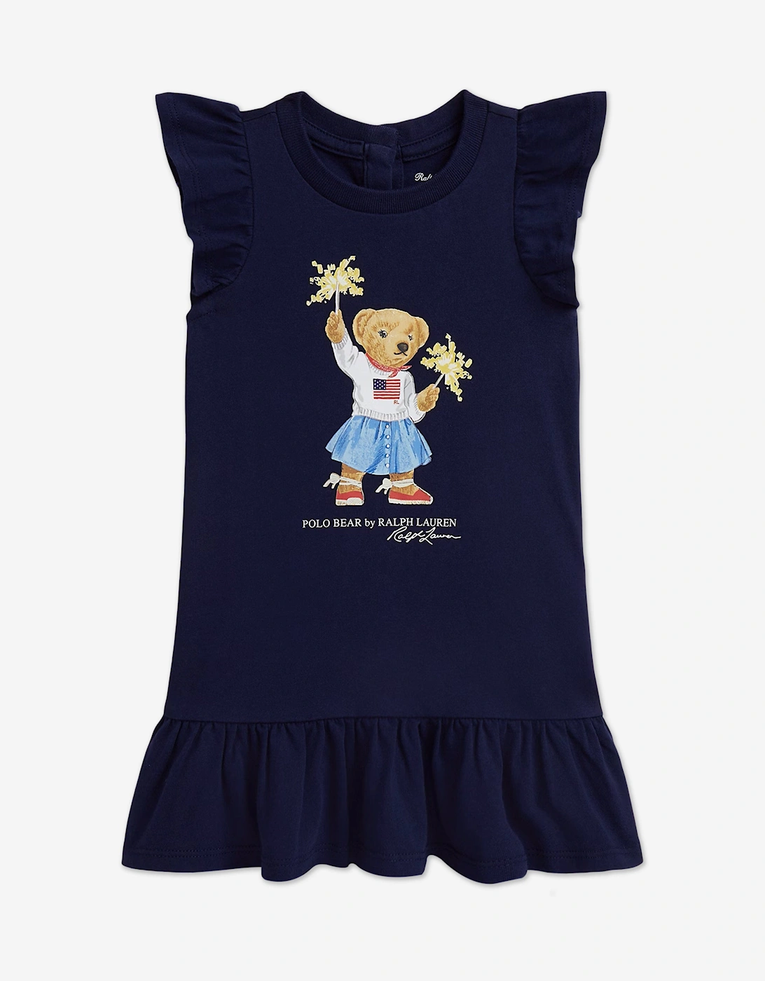 Baby Girls Sparkler Polo Bear Jersey Dress in Navy