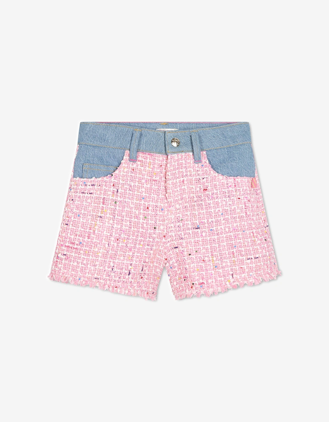 Billieblush Girls Denim And Tweed Shorts in Pink, 6 of 5