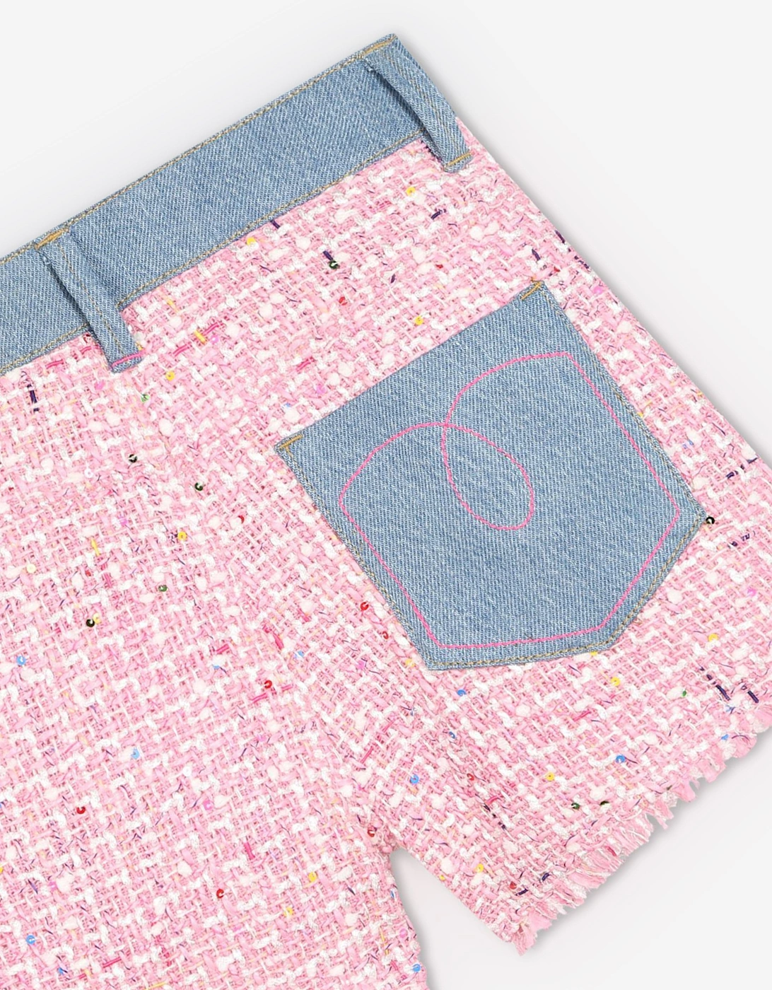 Billieblush Girls Denim And Tweed Shorts in Pink