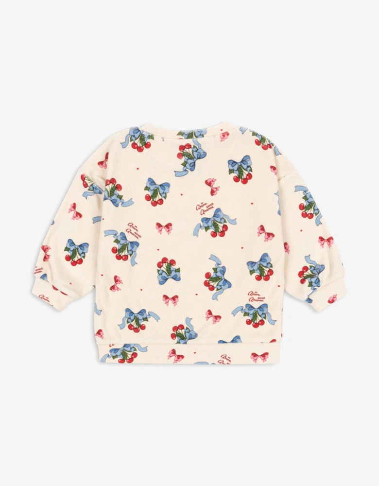 Girls Cherry Itty Sweatshirt in Ivory