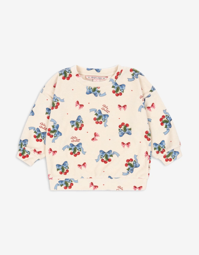 Girls Cherry Itty Sweatshirt in Ivory