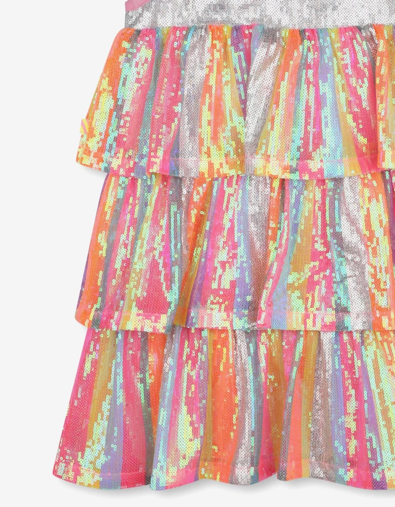 Billieblush Girls Sequin Ruffle Dress in Pink