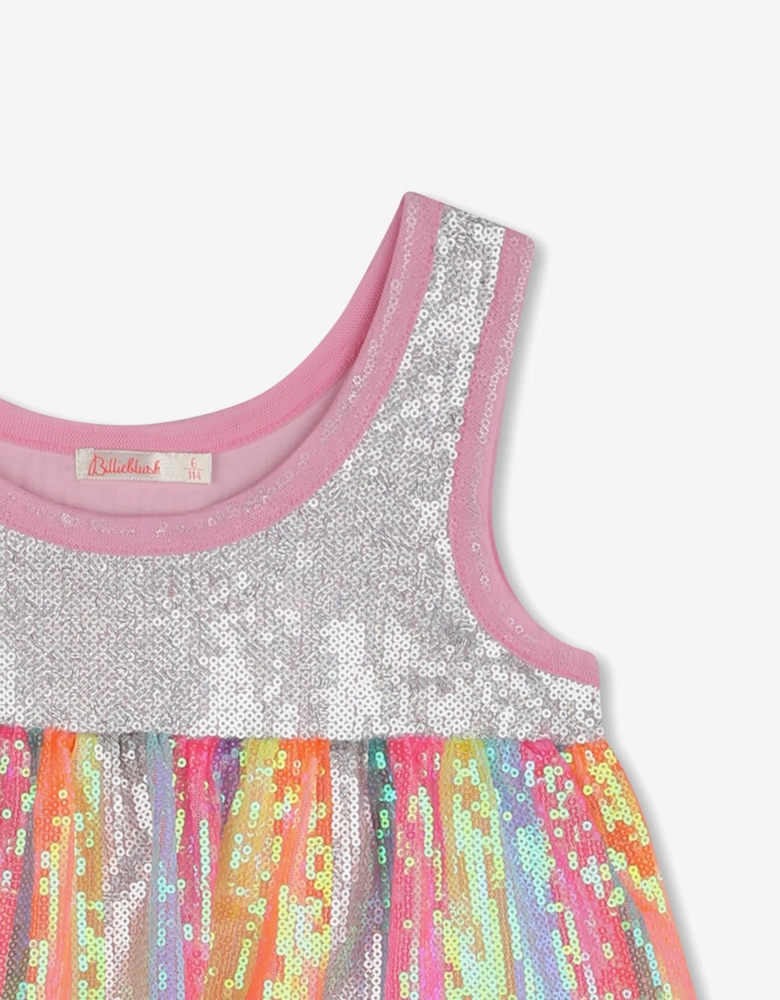 Billieblush Girls Sequin Ruffle Dress in Pink