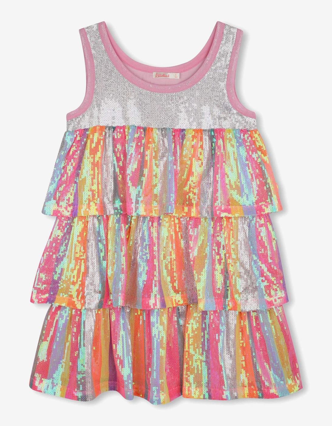 Billieblush Girls Sequin Ruffle Dress in Pink, 5 of 4