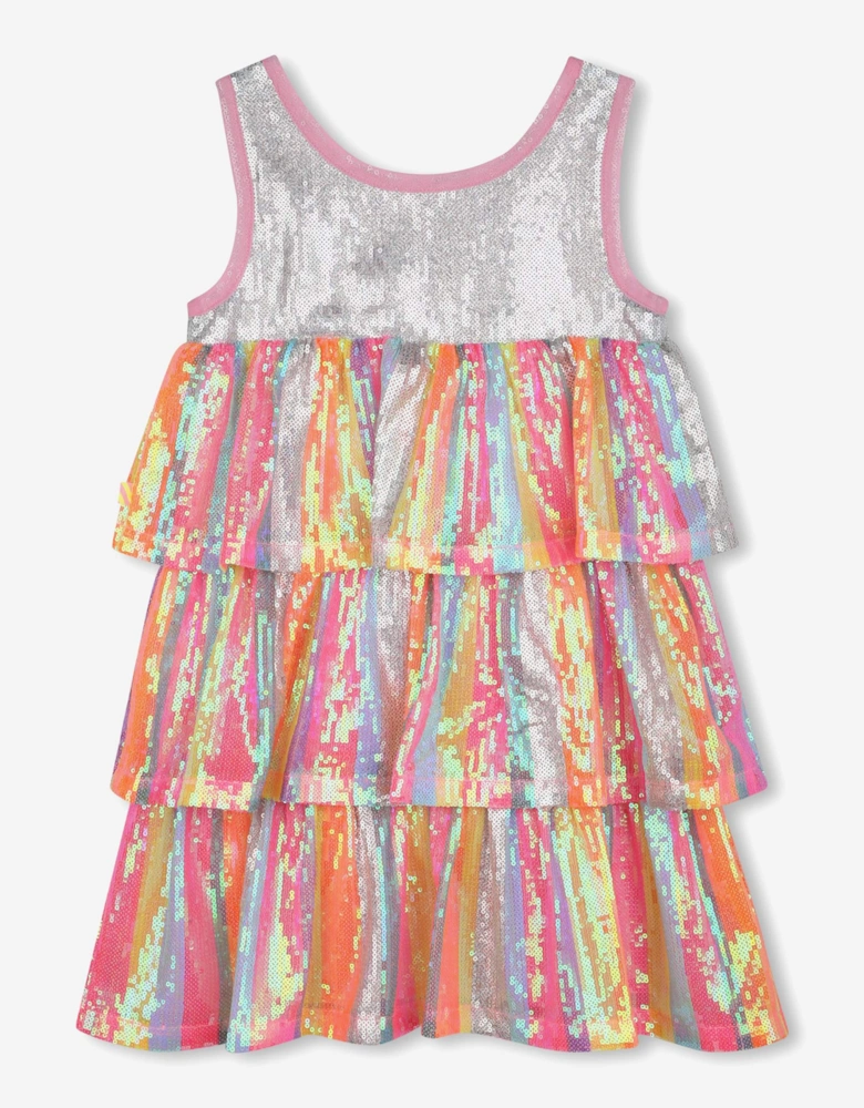 Billieblush Girls Sequin Ruffle Dress in Pink