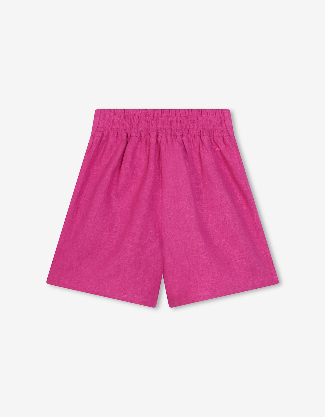 Girls Linen Belted Shorts in Pink
