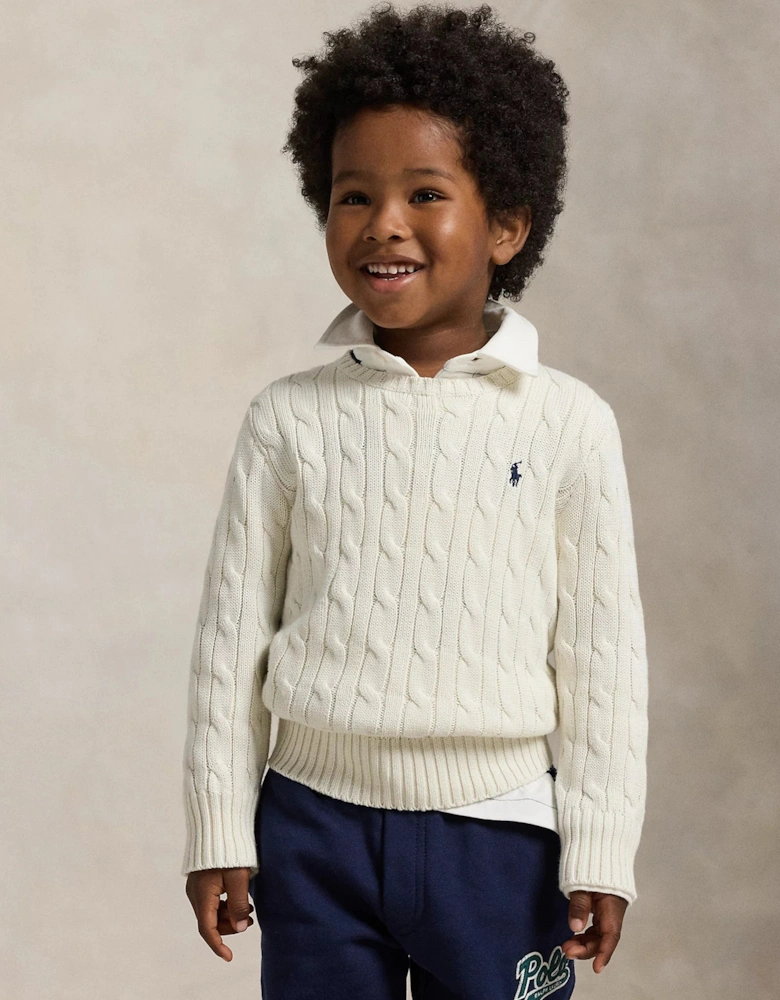 Boys Cable Knit Jumper in White