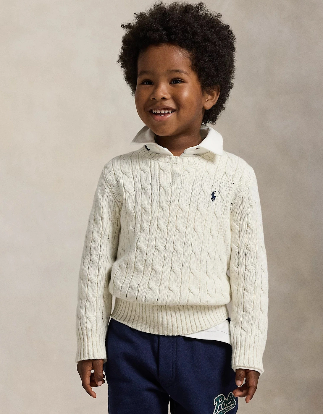 Boys Cable Knit Jumper in White