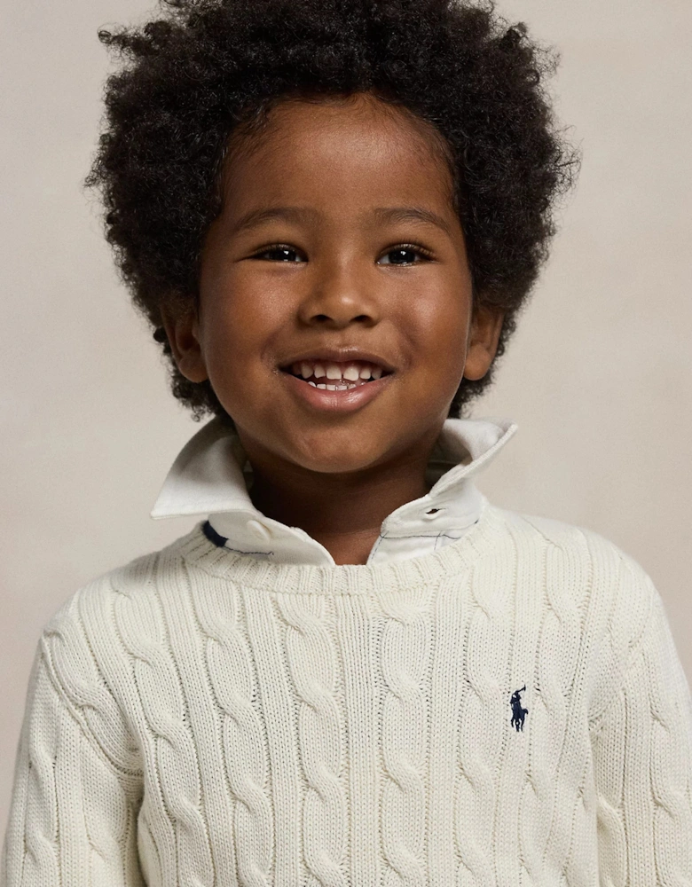 Boys Cable Knit Jumper in White