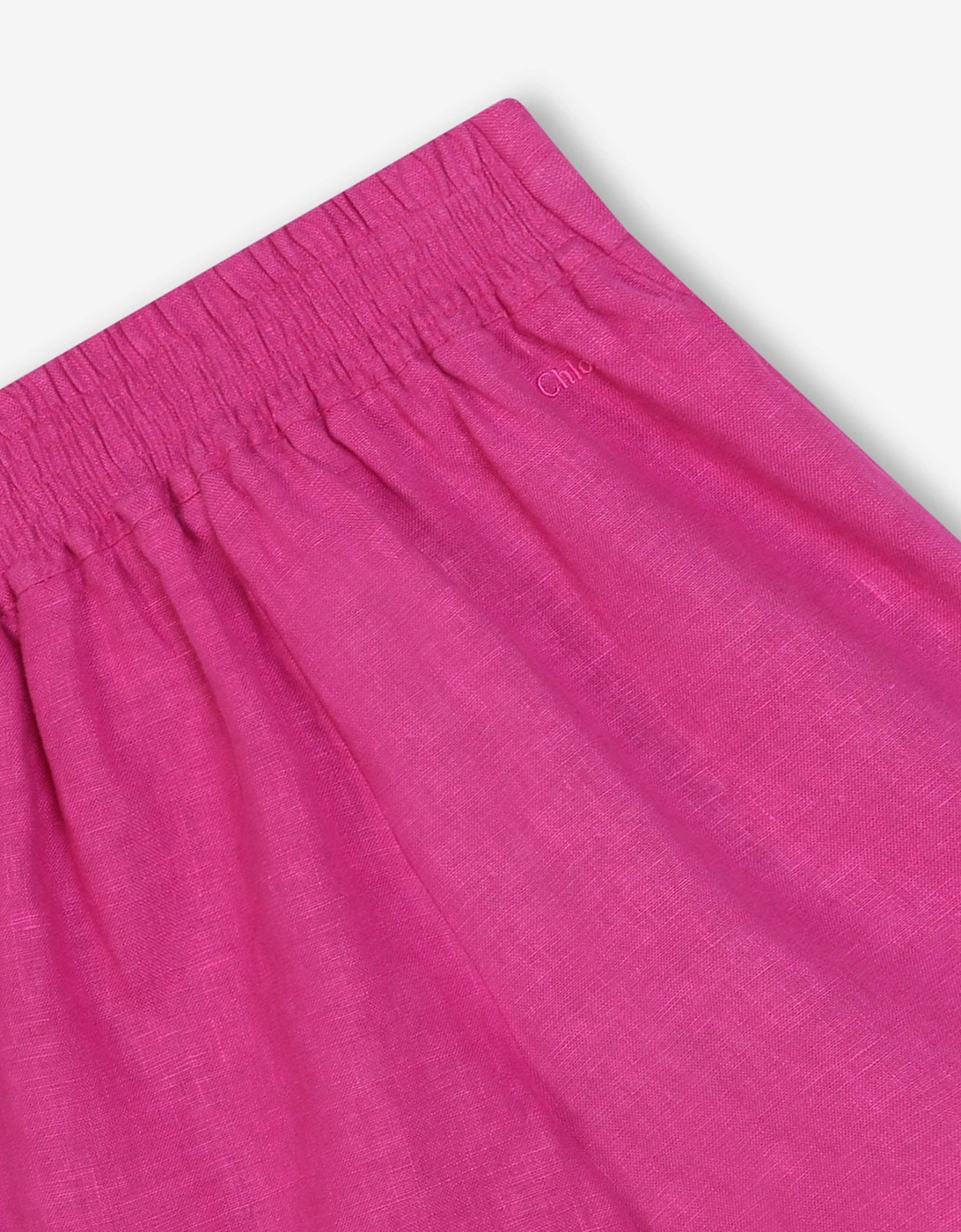 Girls Linen Belted Shorts in Pink