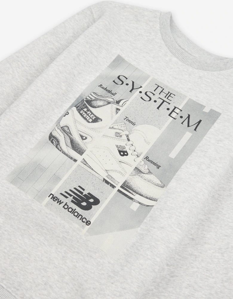 Boys The System Graphic T-Shirt in Grey
