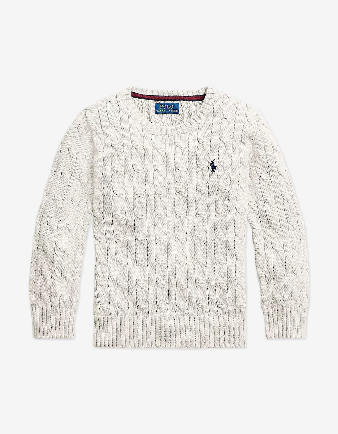Ralph Lauren Boys White 'S Cable Knit Jumper In - Size: 7 Years Kids