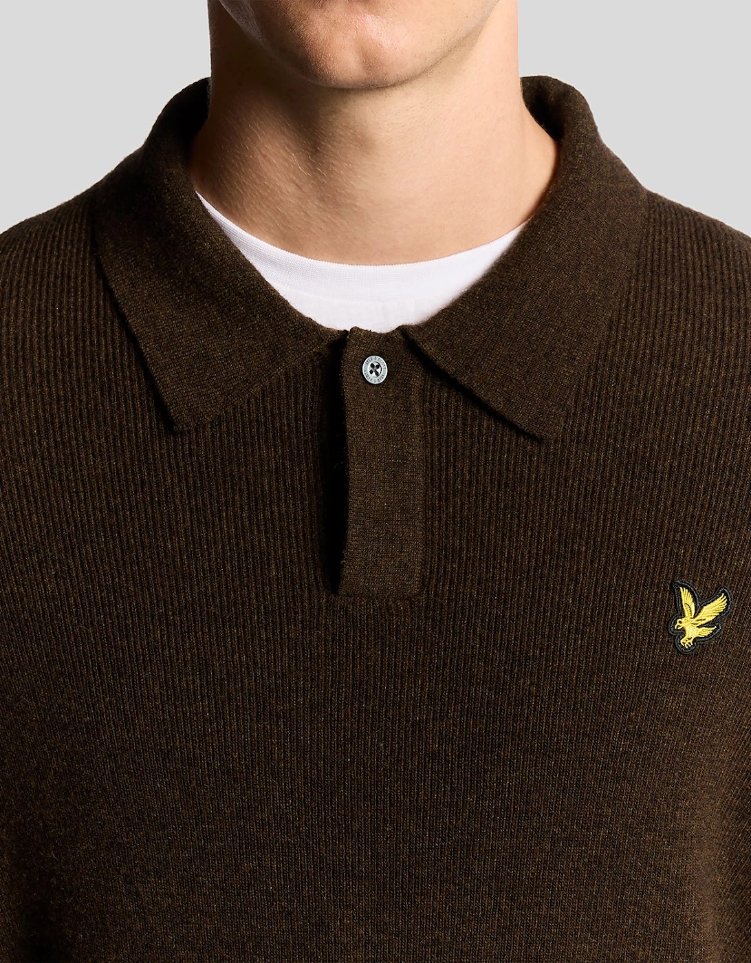 Fair Isle Lambswool Blend Polo Jumper