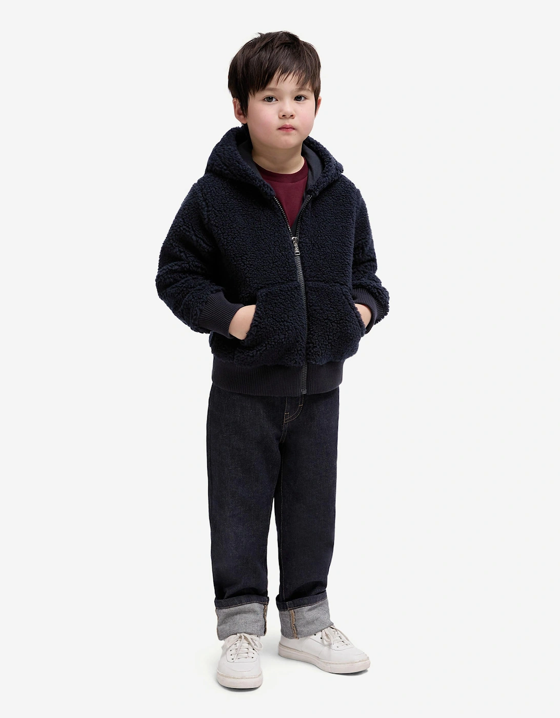 Kids Zip Up Cardigan in Navy