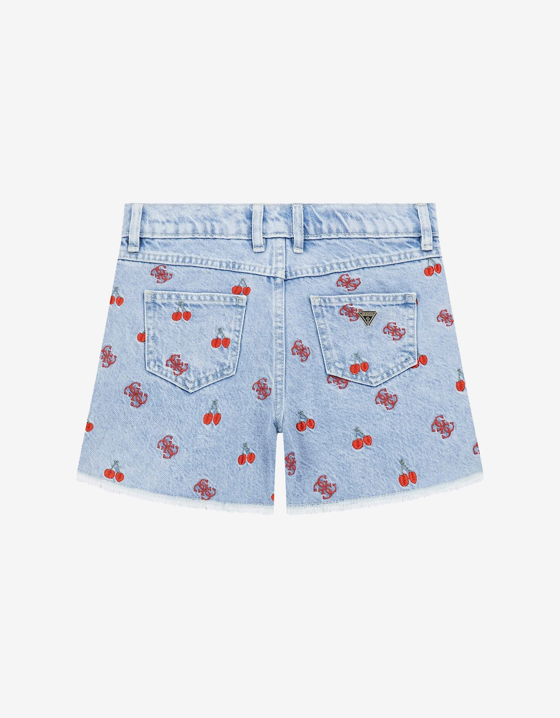 Girls Embroidered Denim Shorts in Blue