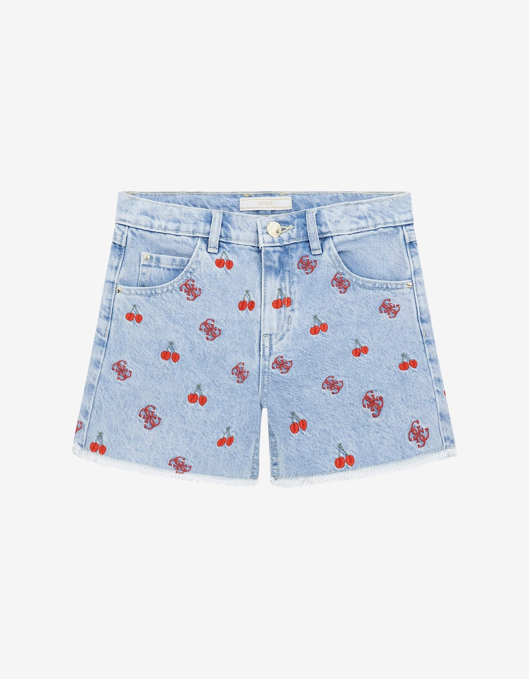 Girls Embroidered Denim Shorts in Blue, 5 of 4