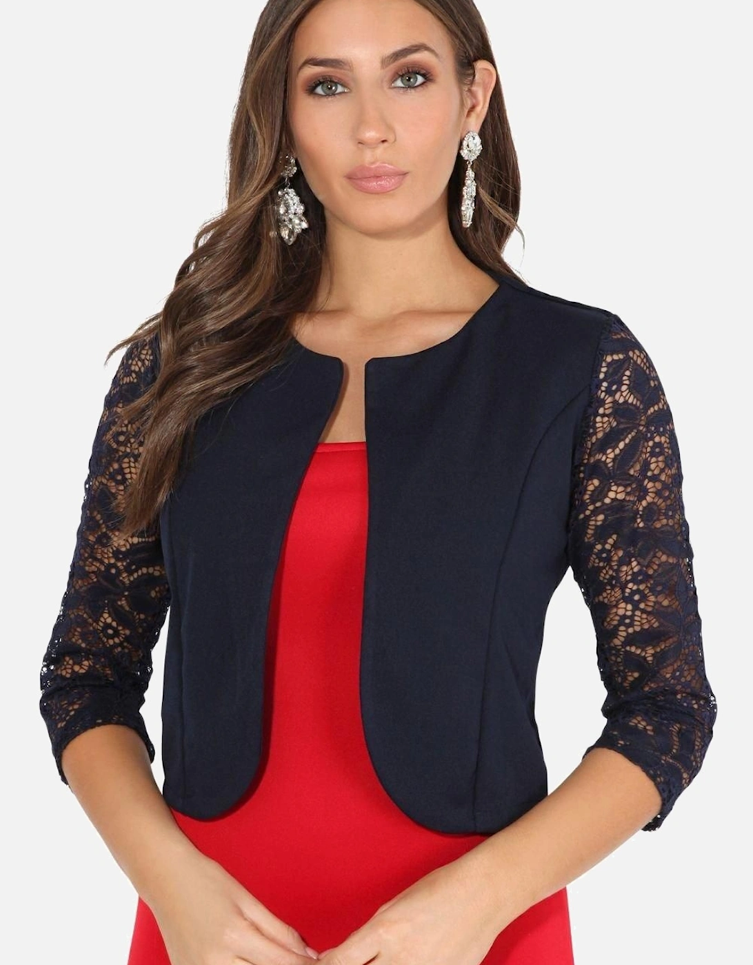Long Lace Sleeve Cropped Evening Shrug, 2 of 1