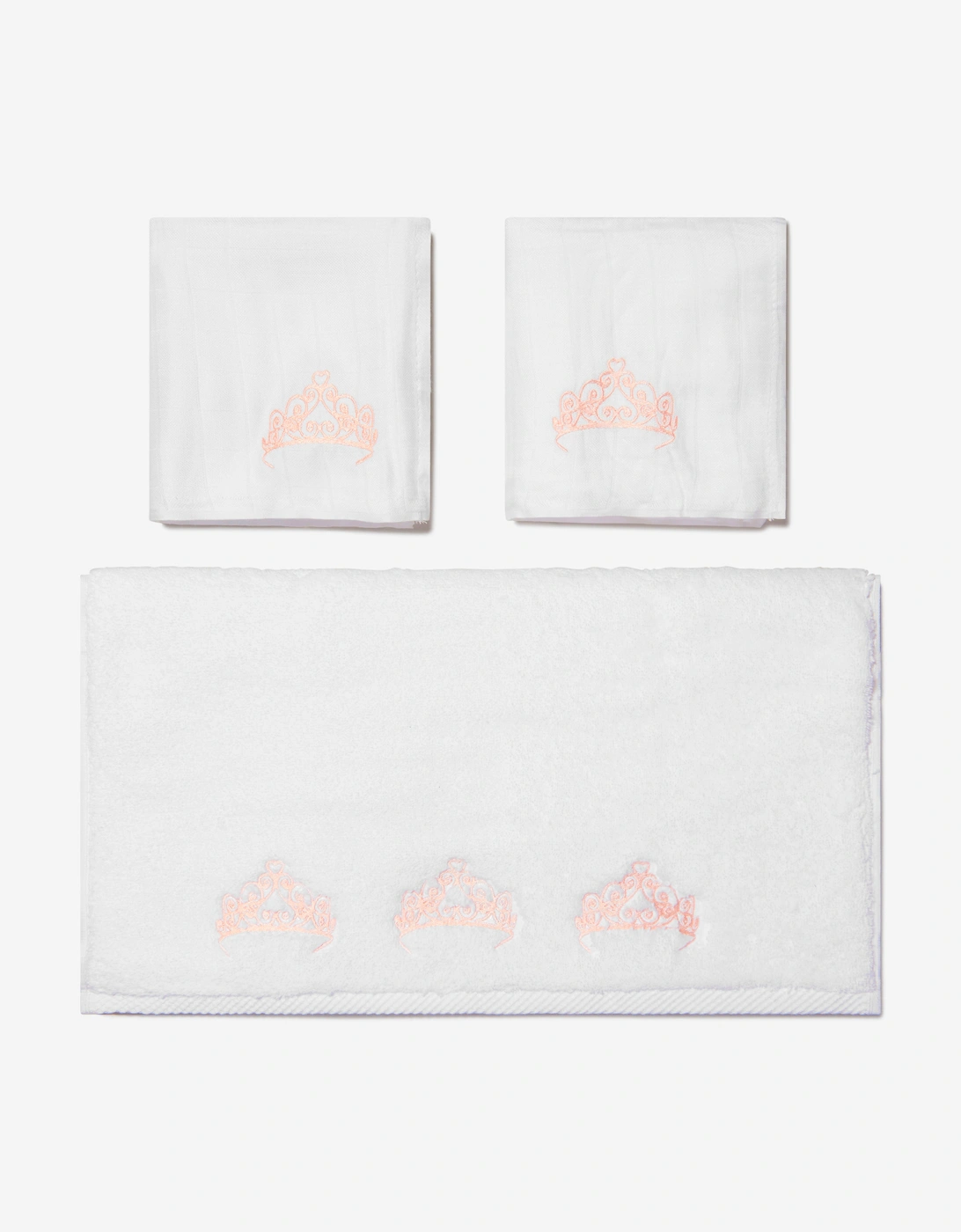 Girls Organic Cotton Muslin And Cotton Crown Towel Set, 5 of 4