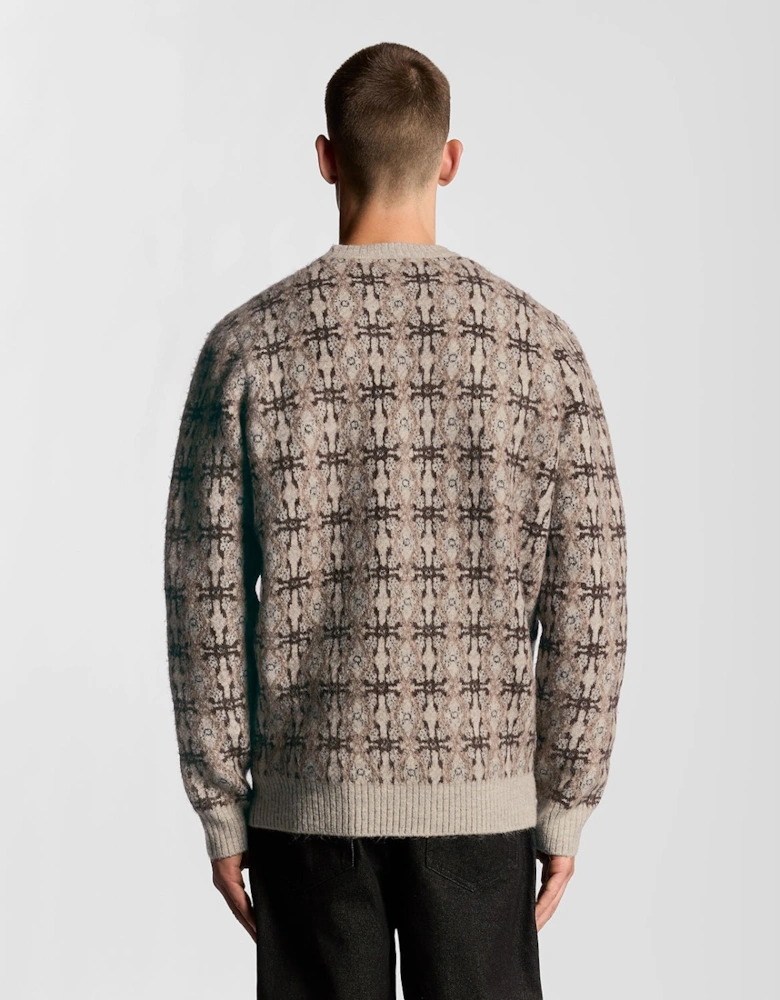 Brushed Intarsia Knitted Crew Jumper