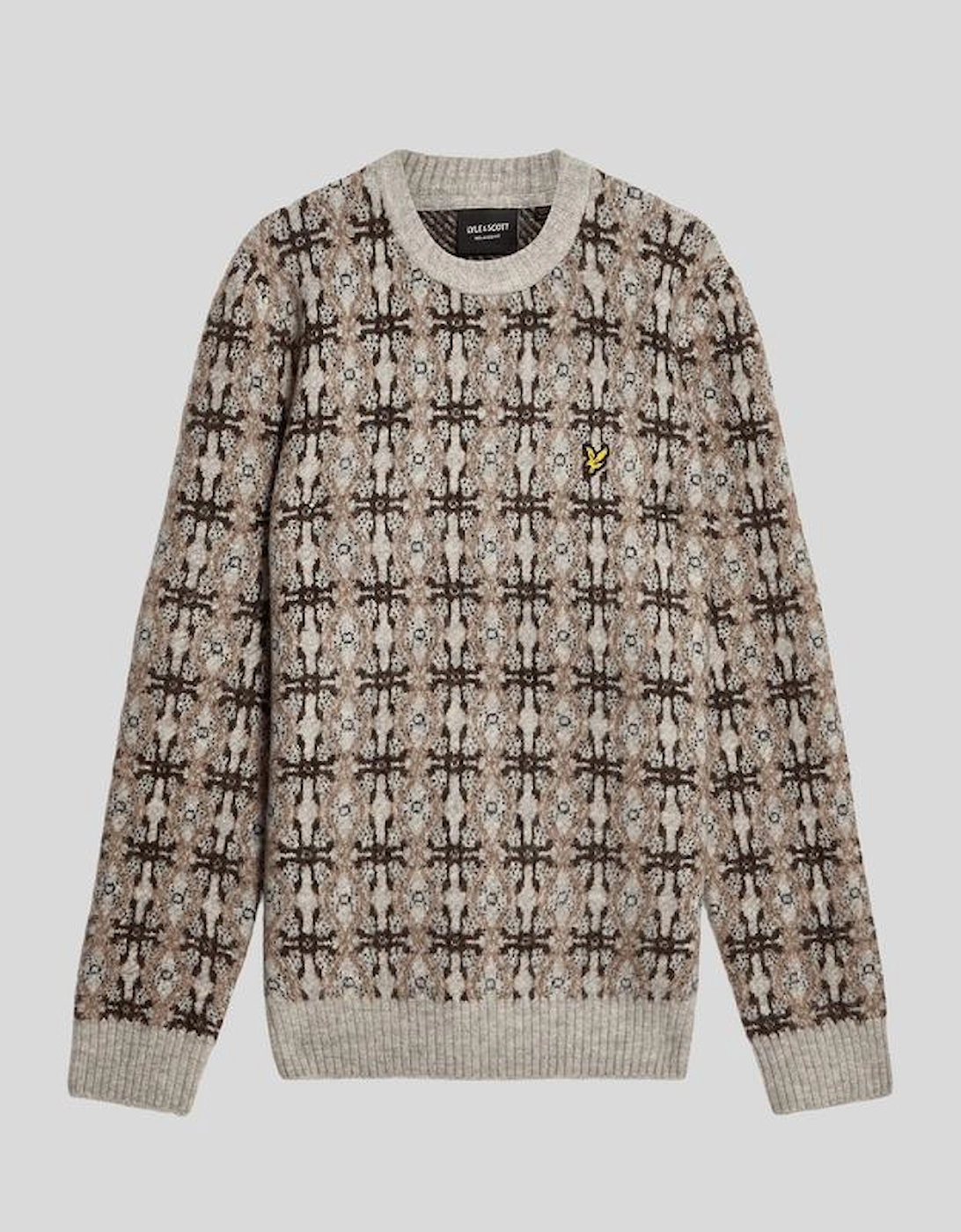 Brushed Intarsia Knitted Crew Jumper