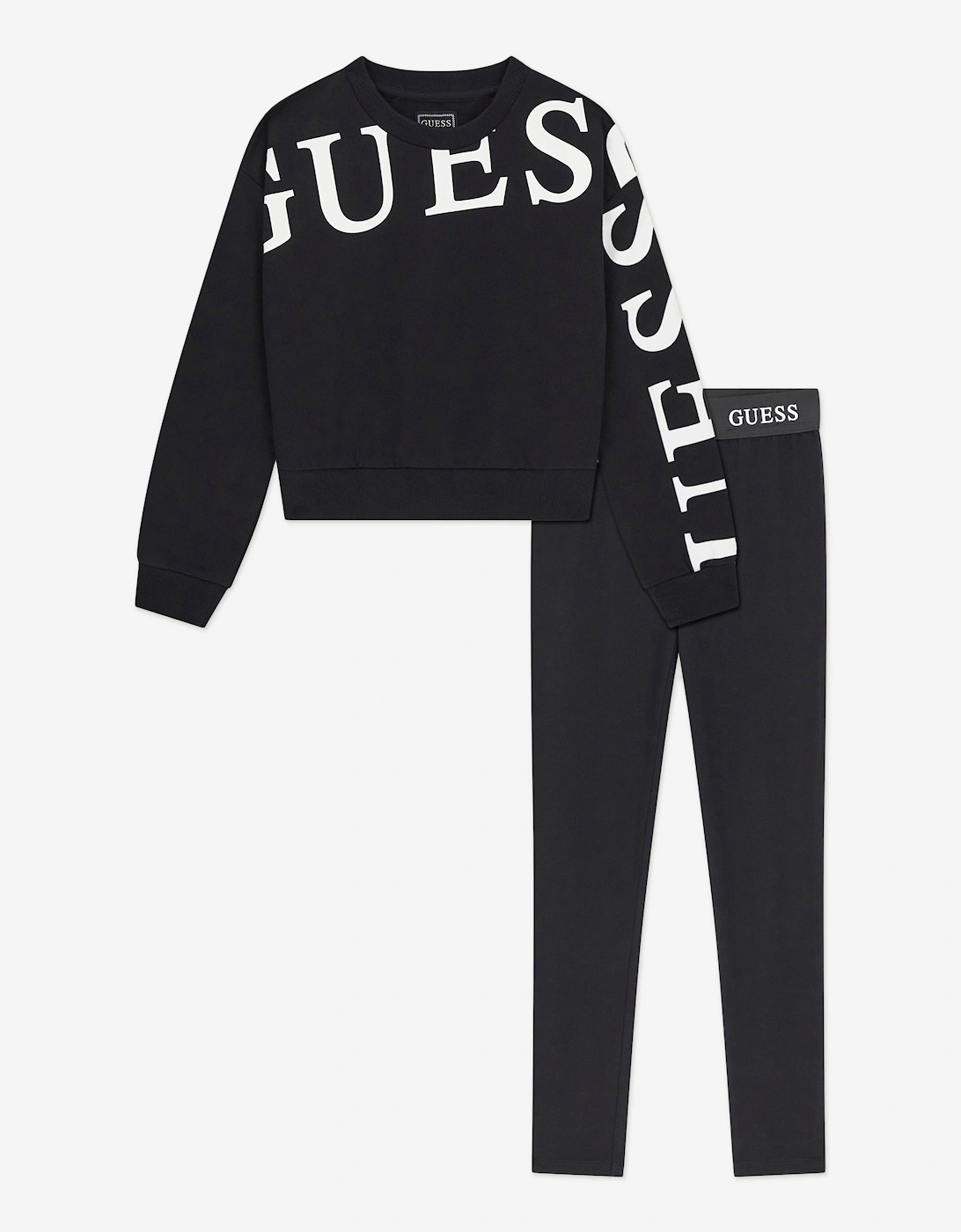 Guess Girls Black 'S Logo Leggings Set In - Size: 14 Years Kids