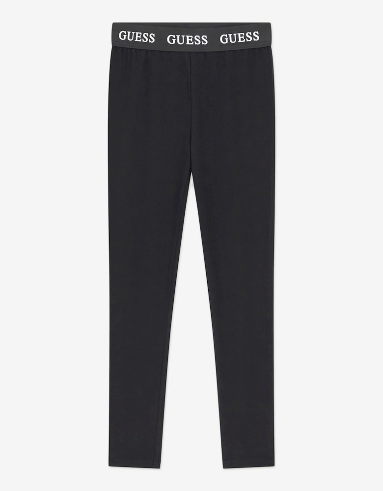Girls Logo Leggings Set in Black