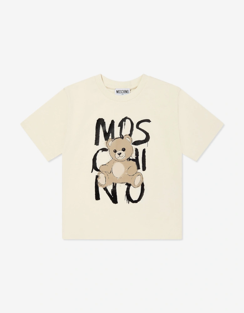Kids Teddy Bear Logo T-Shirt in Ivory