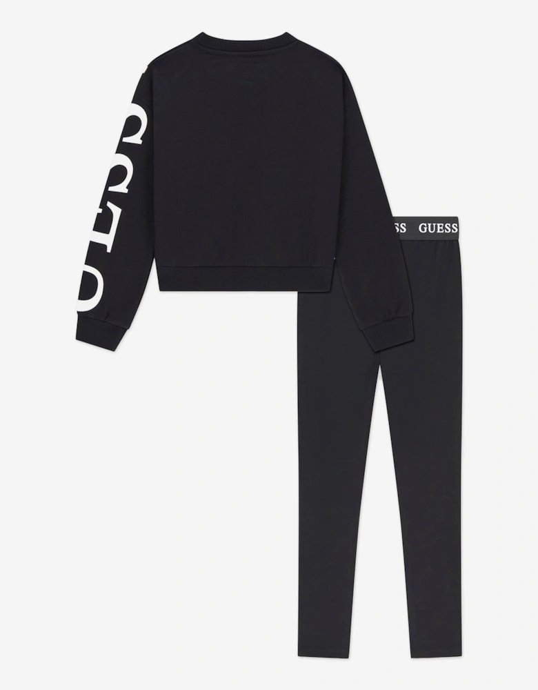 Girls Logo Leggings Set in Black