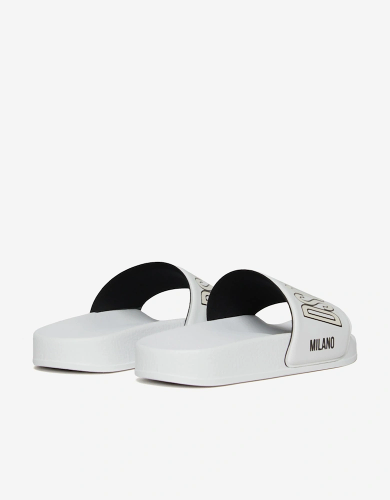 Kids Milano Logo Silders in White
