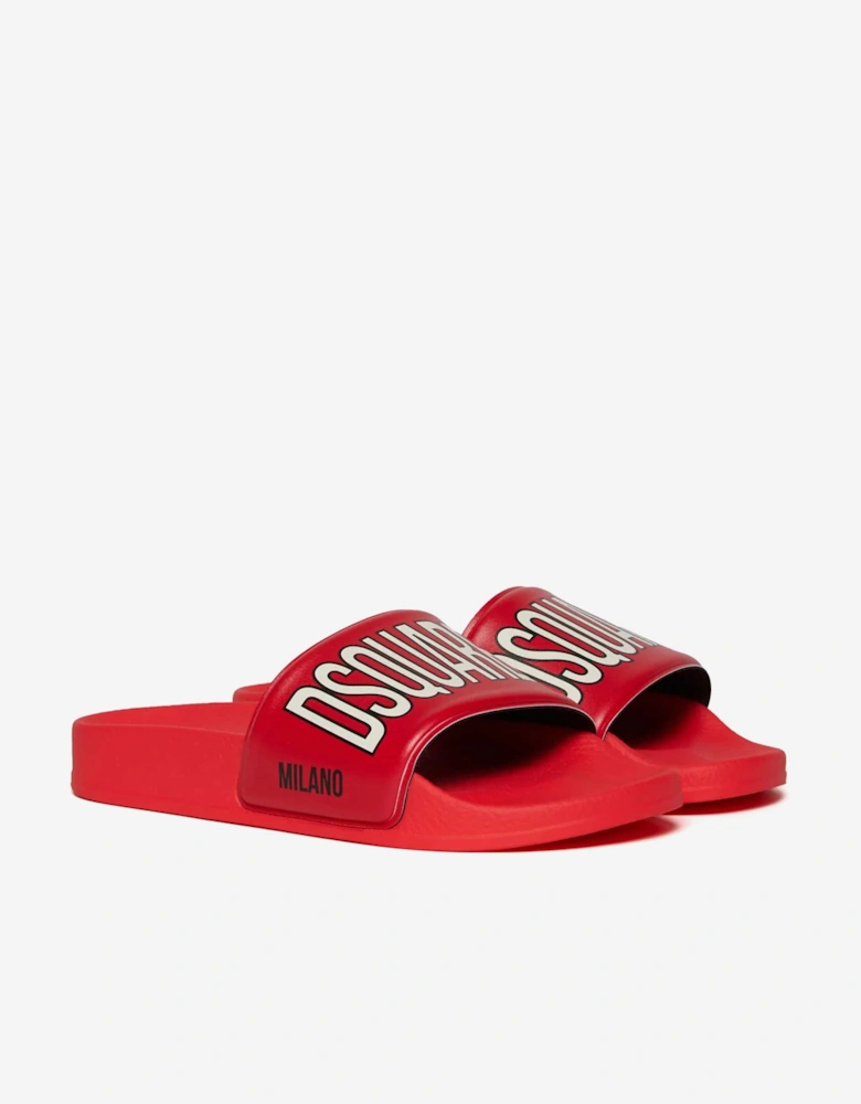 Kids Milano Logo Silders in White