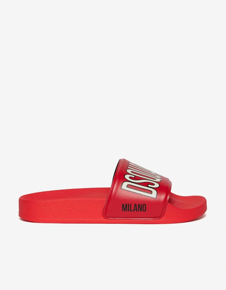 Kids Milano Logo Silders in White