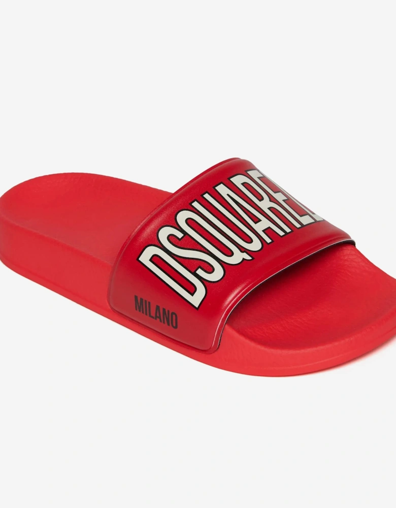 Kids Milano Logo Silders in White