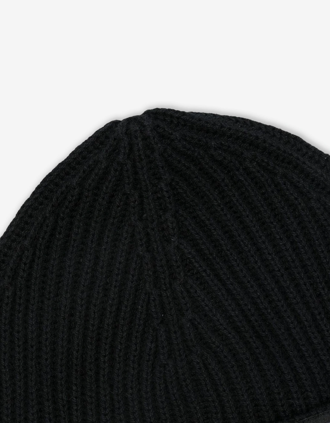 Kids Knitted Logo Beanie Hat in Black
