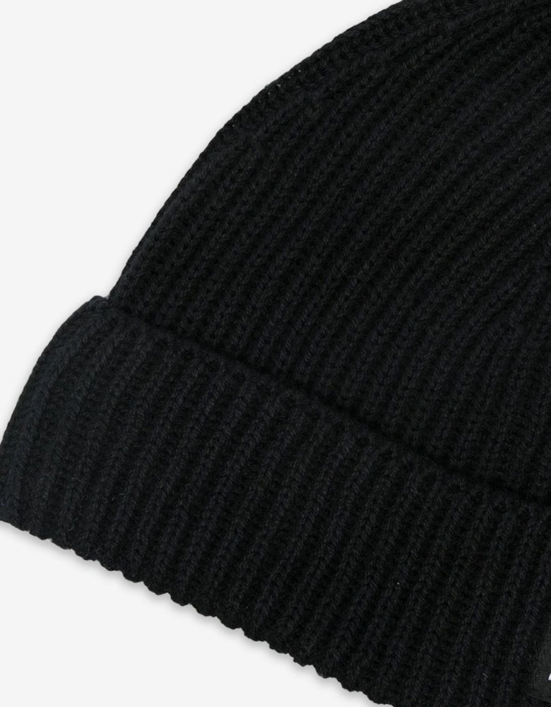 Kids Knitted Logo Beanie Hat in Black