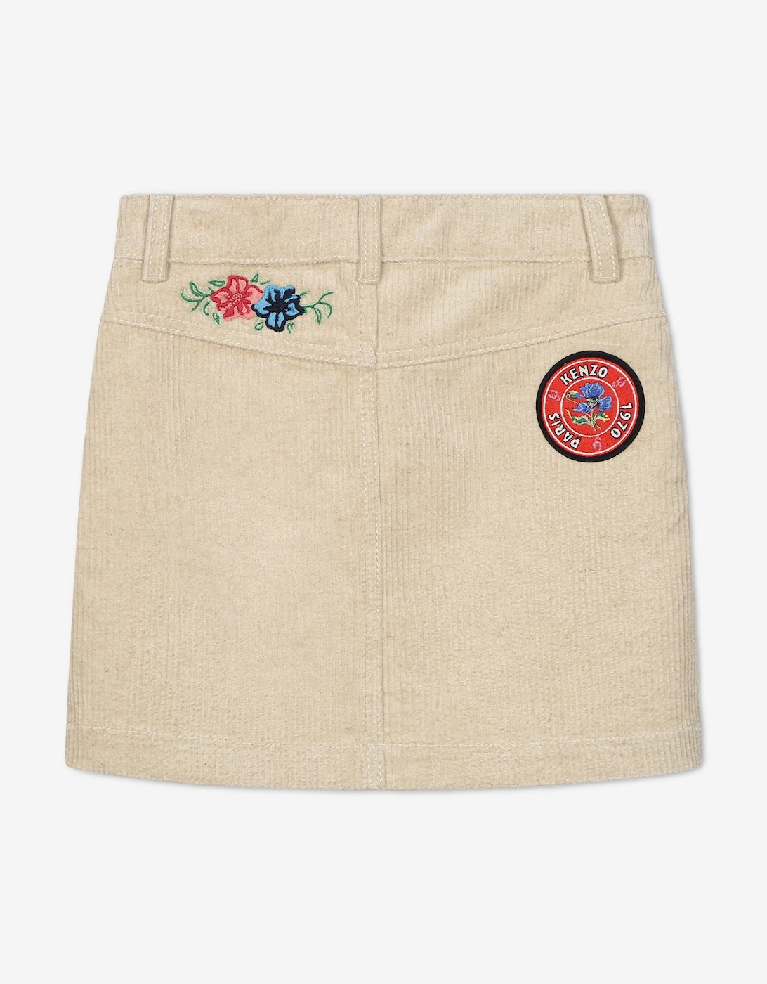 Girls Corduroy Logo Skirt in Ivory