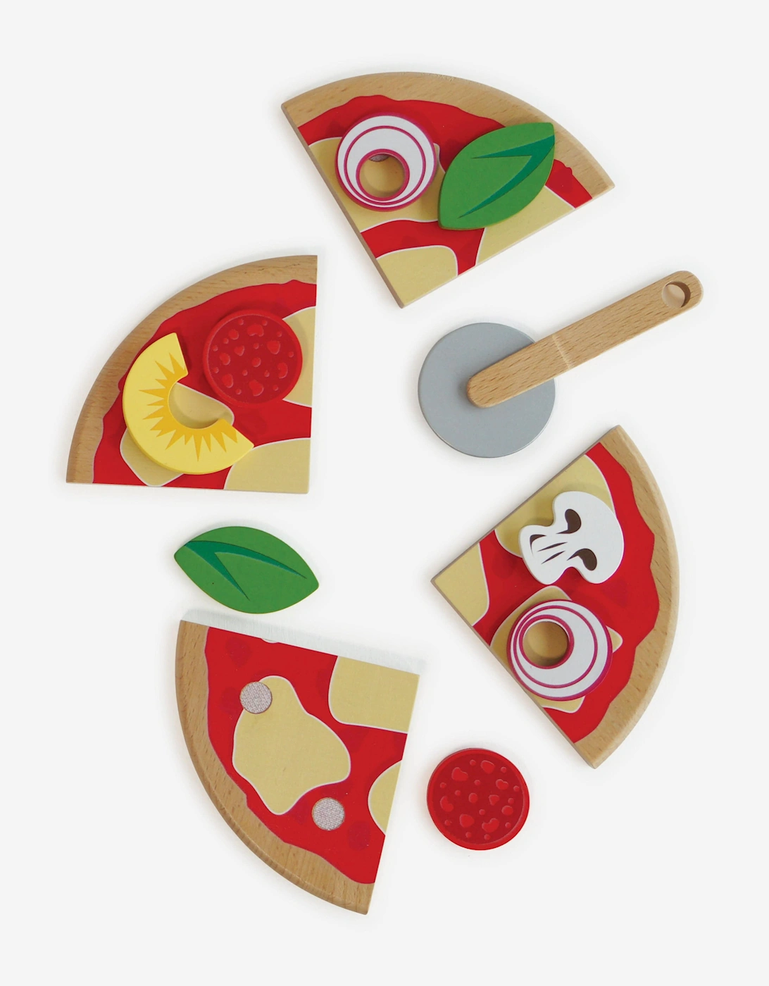 Pizza & Toppings with Slice Cutter-13 Piece (W:20 x D:20 x H:2cm)