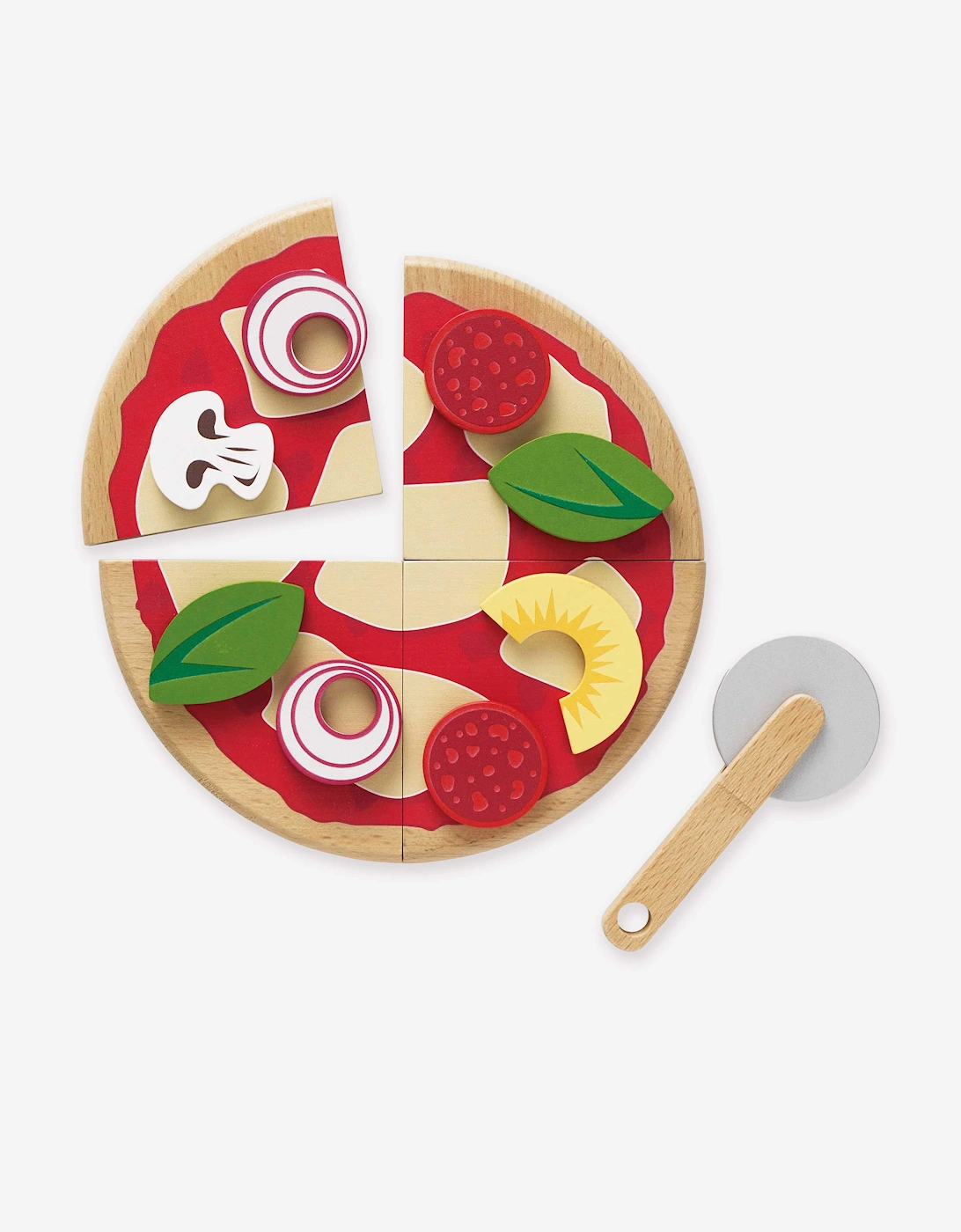 Pizza & Toppings with Slice Cutter-13 Piece (W:20 x D:20 x H:2cm)