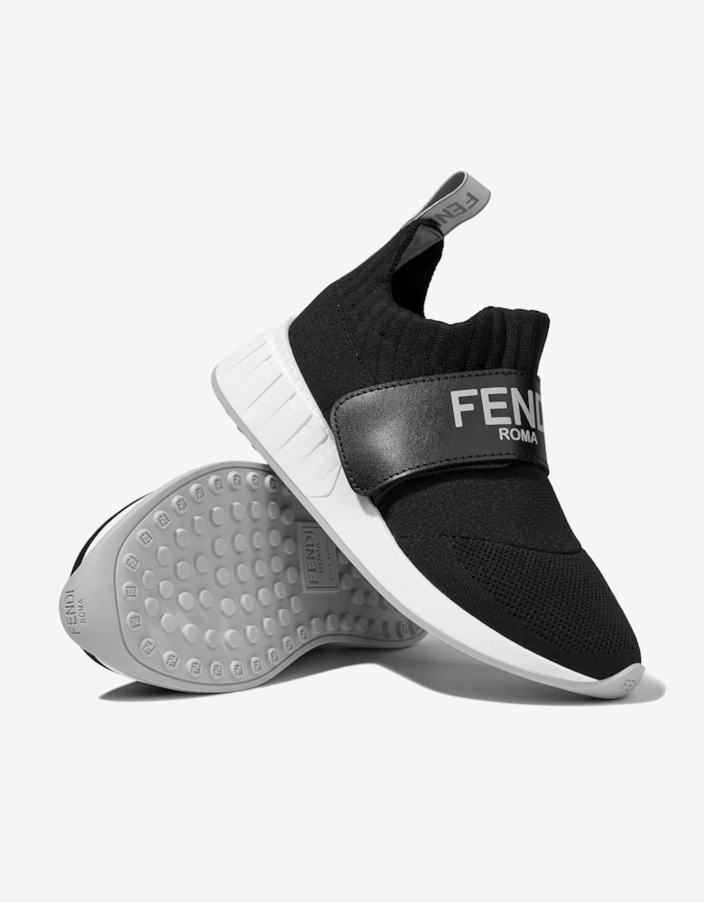 Kids Logo Slip On Trainers in Black