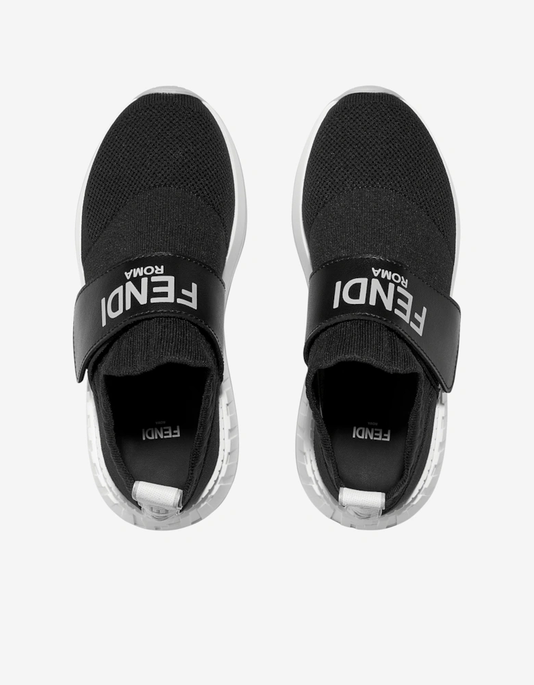 Kids Logo Slip On Trainers in Black