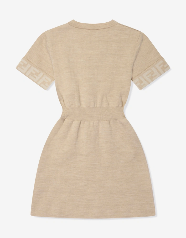 Girls Knitted FF Logo Dress in Brown