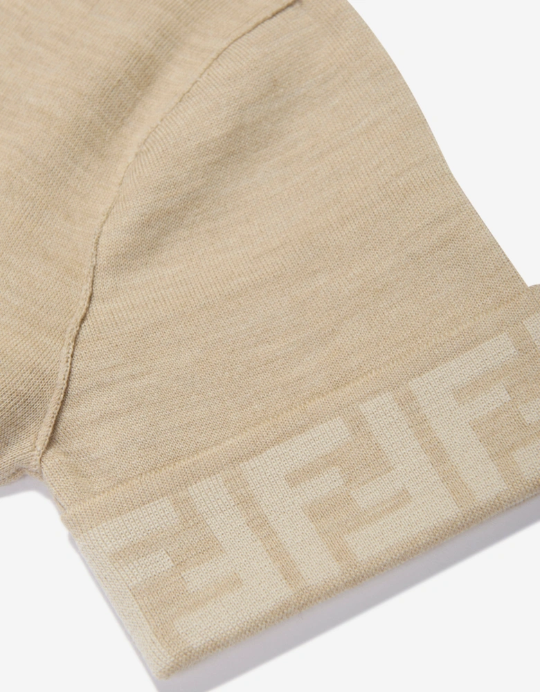Girls Knitted FF Logo Dress in Brown