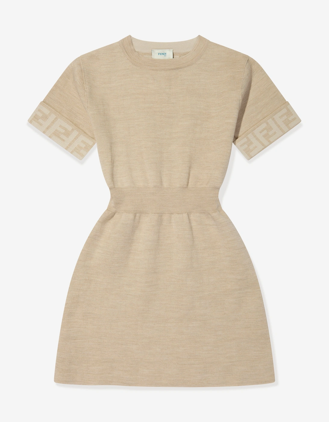 Girls Knitted FF Logo Dress in Brown, 5 of 4