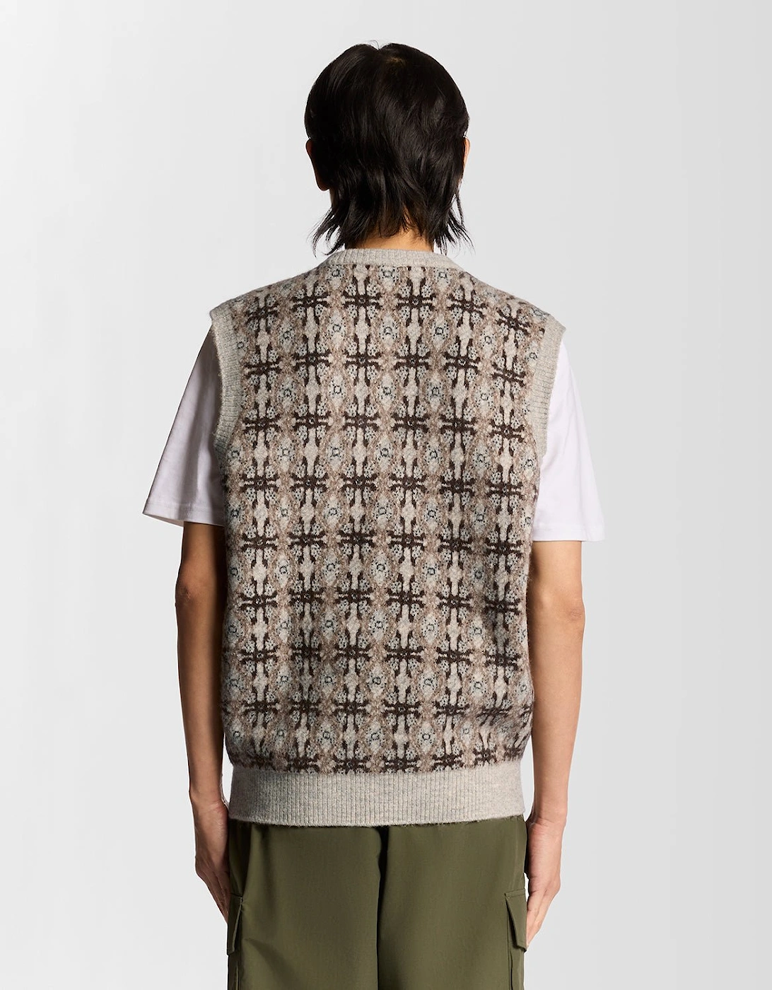Brushed Intarsia Knitted Cardigan