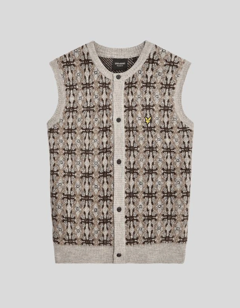 Brushed Intarsia Knitted Cardigan