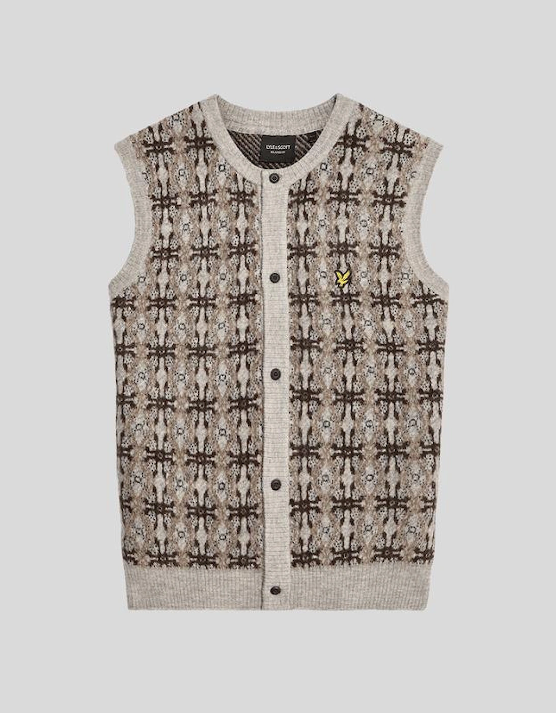 Brushed Intarsia Knitted Cardigan